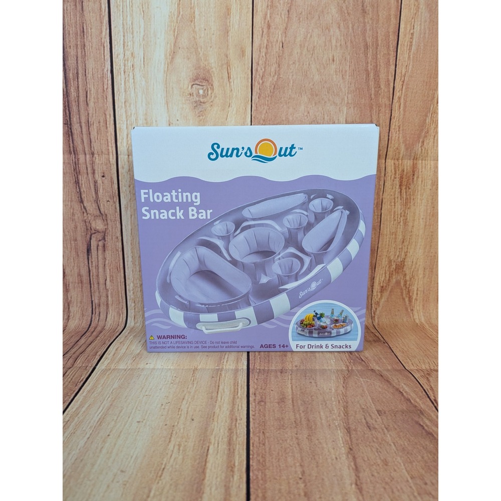 Suns Out Floating Snack Bar Inflatable Pool Tray Purple Cabana 29in x 19in